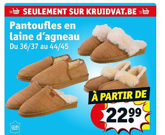 pantoufles en laine d'agneau