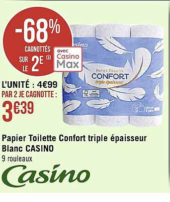 Papier Toilette Confort Triple épaisseur Blanc Casino