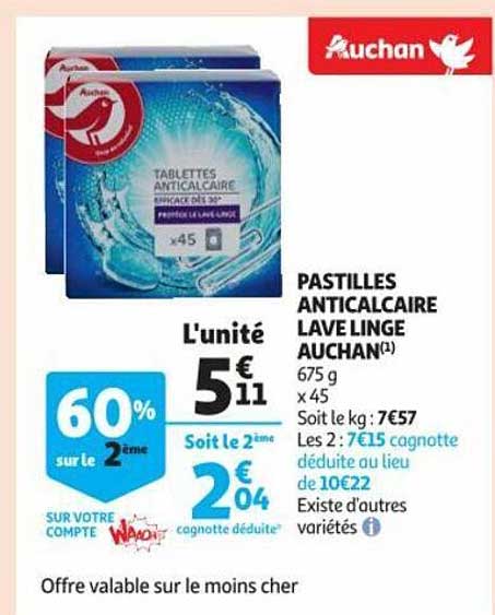 pastilles anticalcaire lave linge auchan