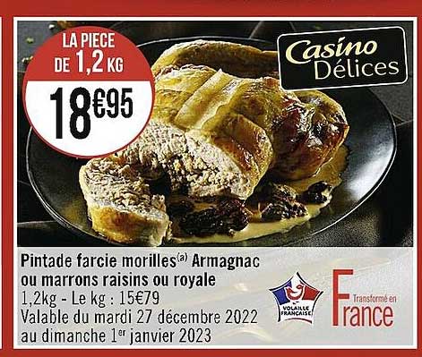 Pintade Farcie Morilles Armagnac Ou Marrons Raisins Ou Royale