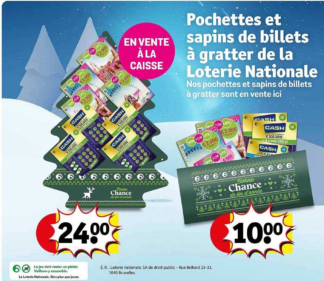 pochettes et sapins de billets à gratter de la loterie nationale