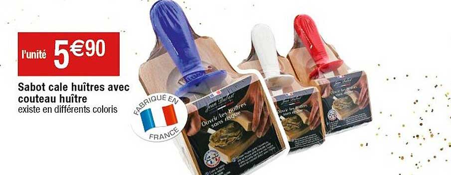 sabot cale huîtres avec couteau huître