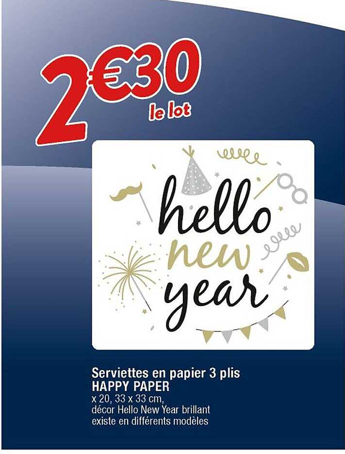 serviettes en papier 3 plis happy paper