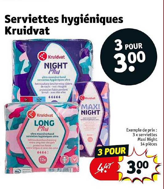 serviettes hygiéniques kruidvat