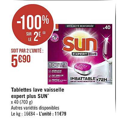 tablettes lave vaisselle expert plus sun