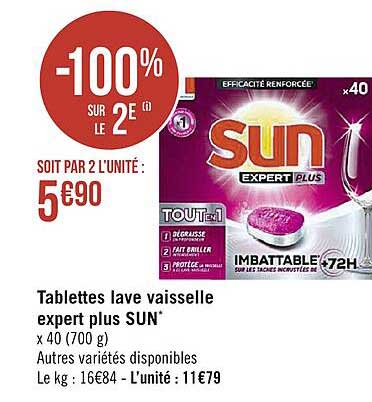tablettes lave vaisselle expert plus sun