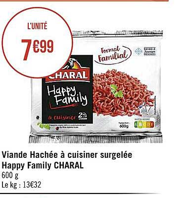 viande hachée à cuisiner surgelée happy family charal