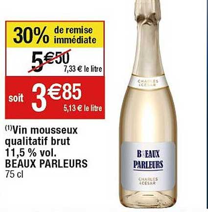 vin mousseux qualitatif brut 11,5% vol. beaux parleurs