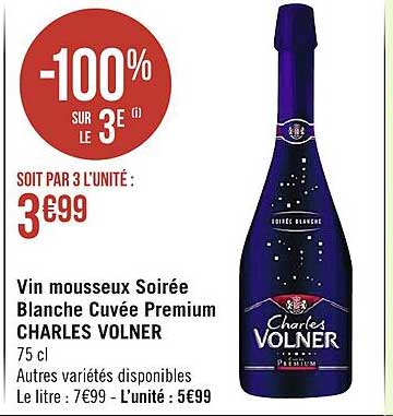 vin mousseux soirée blanche cuvée premium charles volner