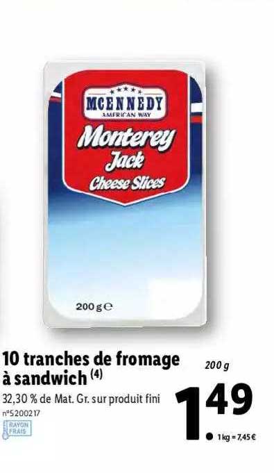 10 Tranches De Fromage à Sandwich Mcennedy