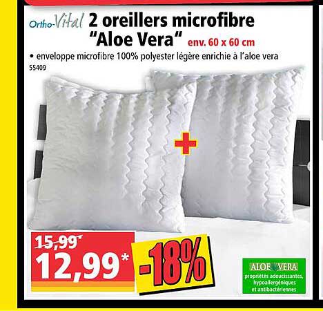 2 oreillers microfibre "aloé vera" ortho-Vital