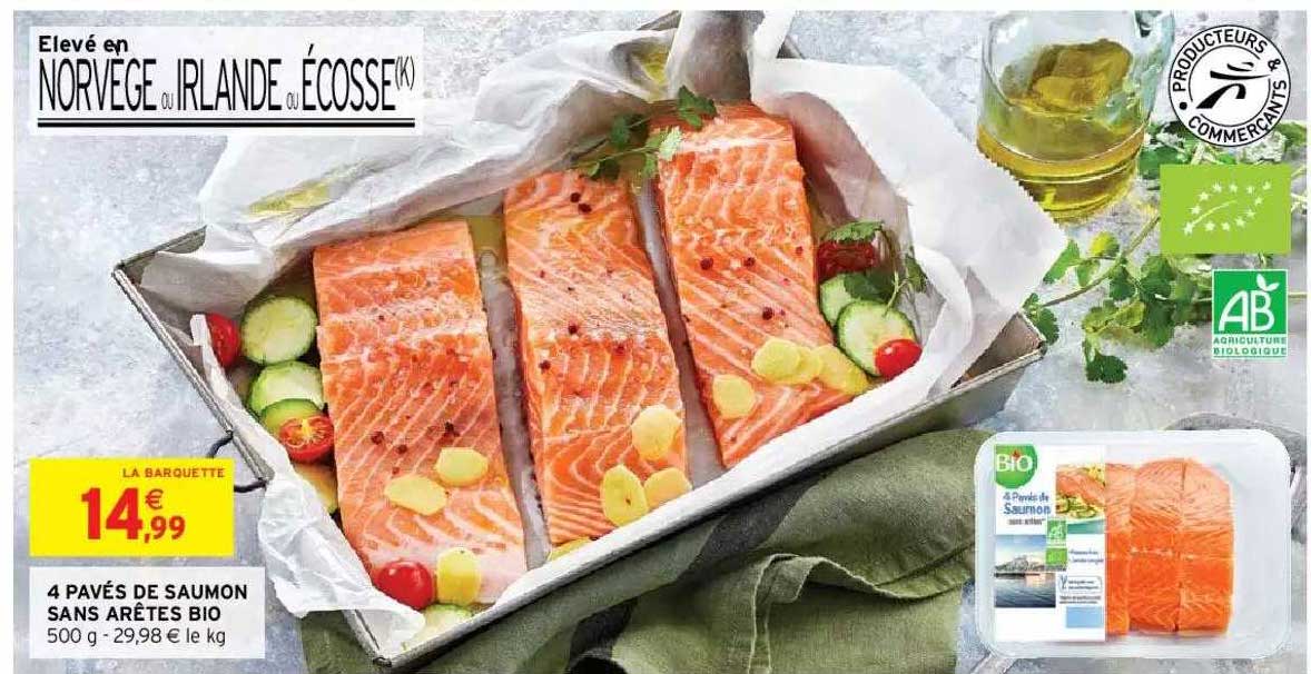 4 pavés de saumon sans arêtes bio