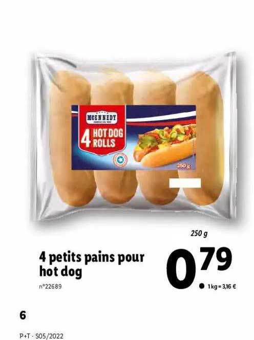 4 petits pains pour hot dog mcennedy
