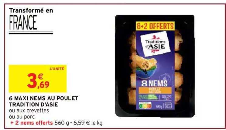 6 maxi nems au poulet tradition d'asie