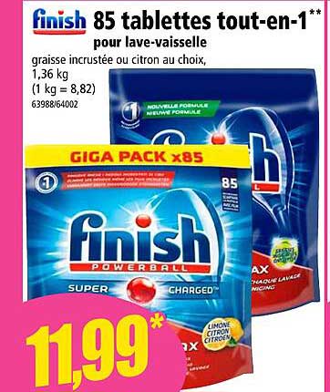 85 tablettes tout-en-1 pour lave-vaisselle finish
