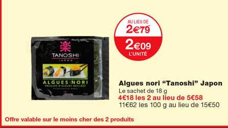 algues nori "tanoshi" japon