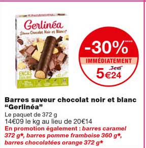 barres saveur chocolat noir et blanc "gerlinéa" -30% immédiatement