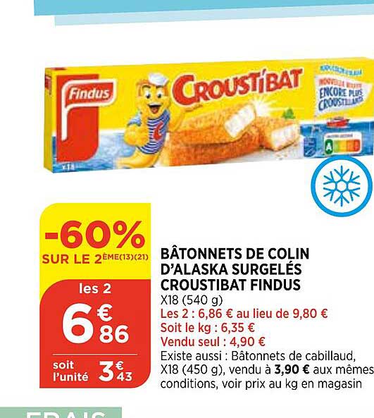 Bâtonnets De Colin D'alaska Surgelés Croustibat Findus