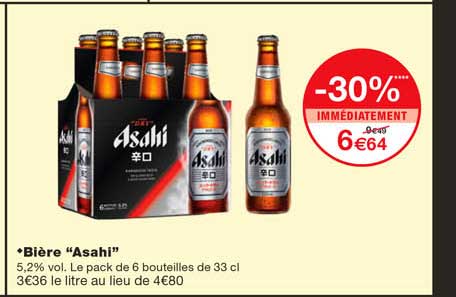 Bière "asahi" -30% Immédiatement