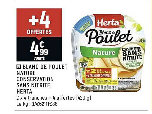 Blanc De Poulet Nature Conservation Sans Nitrite Herta