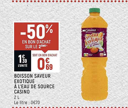 boisson saveur exotique à l'eau de source casino