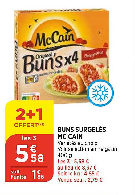 buns surgelés mc cain