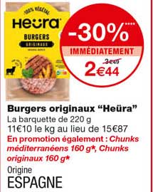 burgers originaux "heüra" -30% immédiatement