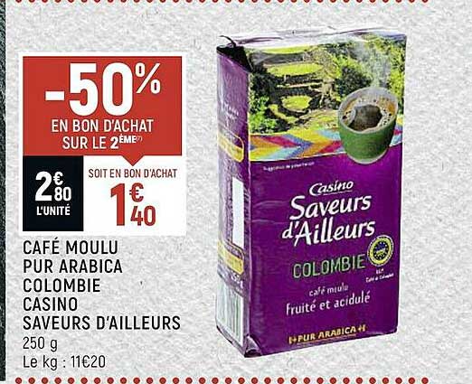 café moulu pur arabica colombie casino saveurs d'ailleurs