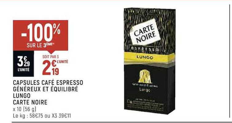 Capsules Café Espresso Généreux Et équilibré Lungo Carte Noire