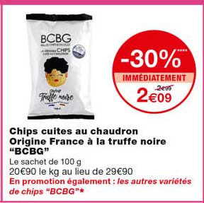 chips cuites au chaudron origine france à la truffe noire "bcbg" -30% immédiatement