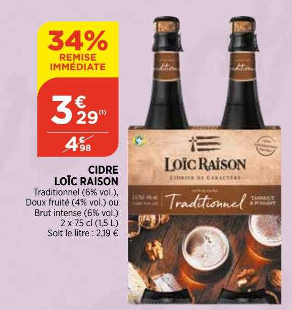 cidre loïc raison 34% remise immédiate