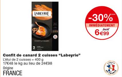 confit de canard 2 cuisses "labeyrie" -30% immédiatement
