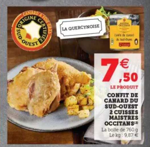 confit de canard du sud-ouest 2 cuisses maistres occitans