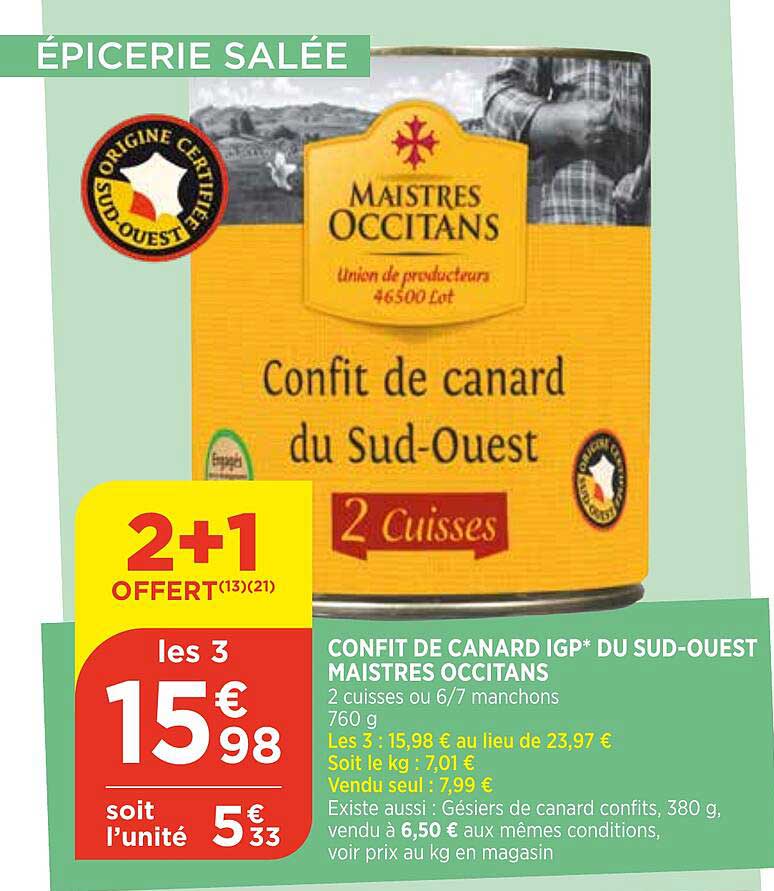 confit de canard igp du sud-ouest maistres occitans