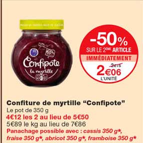 confiture de myrtille "confipote" -50% sur le 2eme article immédiatement