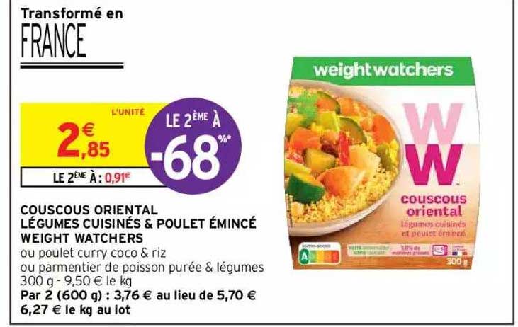couscous oriental légumes cuisinés & poulet émincé weight watchers