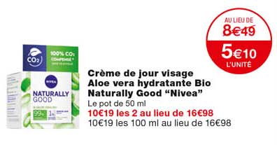 crème de jour visage aloe vera hydratante bio naturally good "nivea"