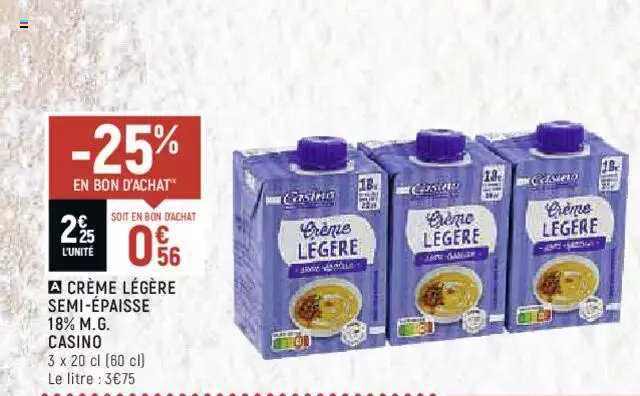 crème légère semi-épaisse 18% m.g. casino