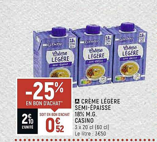 crème légère semi-épaisse 18% m.g. casino