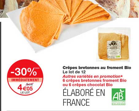 crêpes bretonnes au froment bio -30% immédiatement