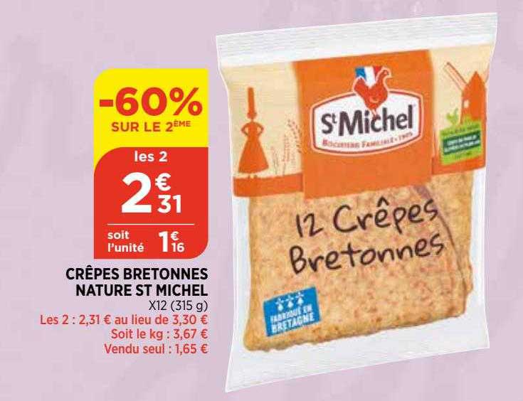 crêpes bretonnes nature st michel -60% sur le 2eme