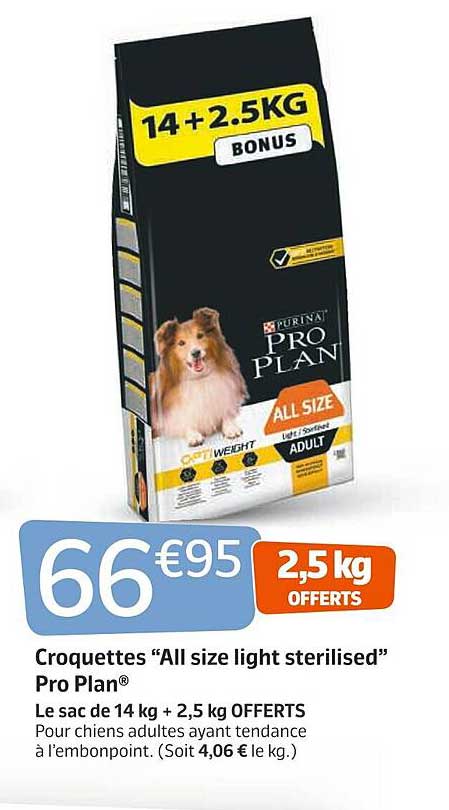 croquettes "all size light sterilised" pro plan