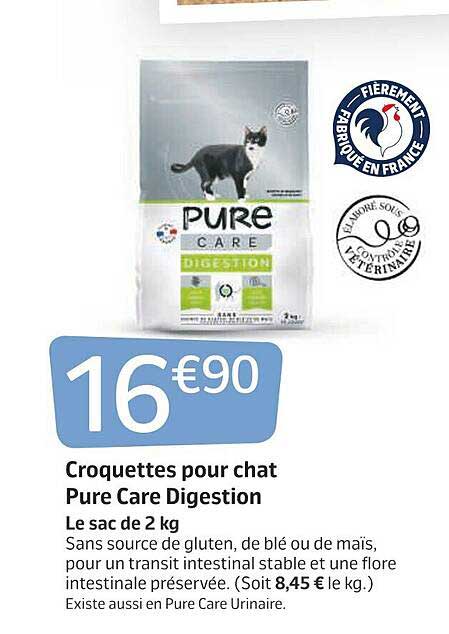 croquettes pour chat pure care digestion