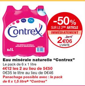 eau minérale naturelle "contrex" -50% sur le 2eme article immédiatement