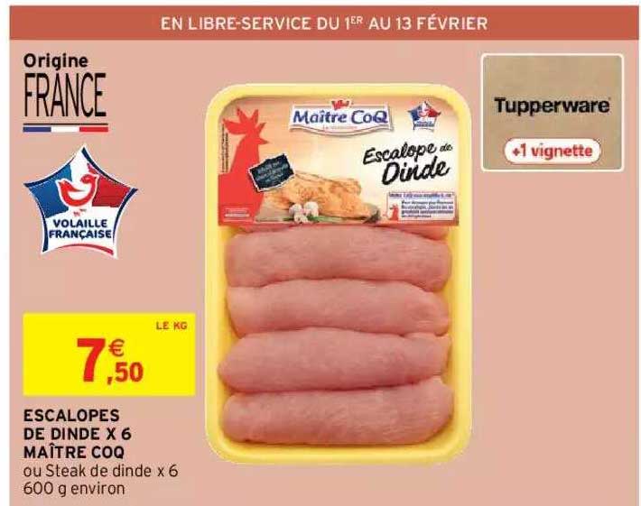escalopes de dinde x6 maître coq