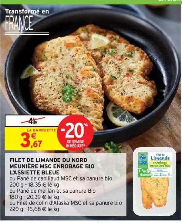 filet de limande du nord meunière msc enrobage bio l'assiette bleue