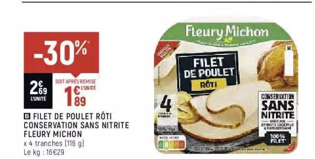 filet de poulet rôti conservation sans nitrite fleury michon