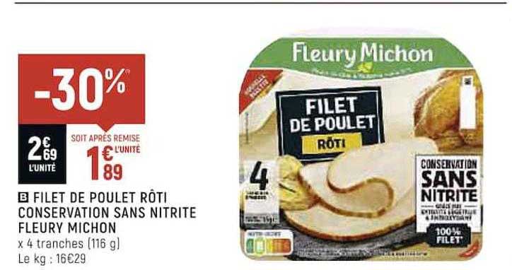 filet de poulet rôti conservation sans nitrite fleury michon