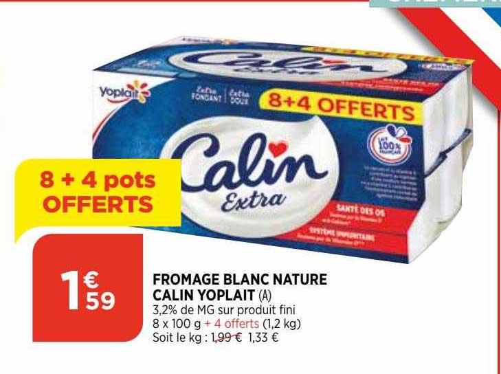 fromage blanc nature calin yoplait 8+4 pots offerts