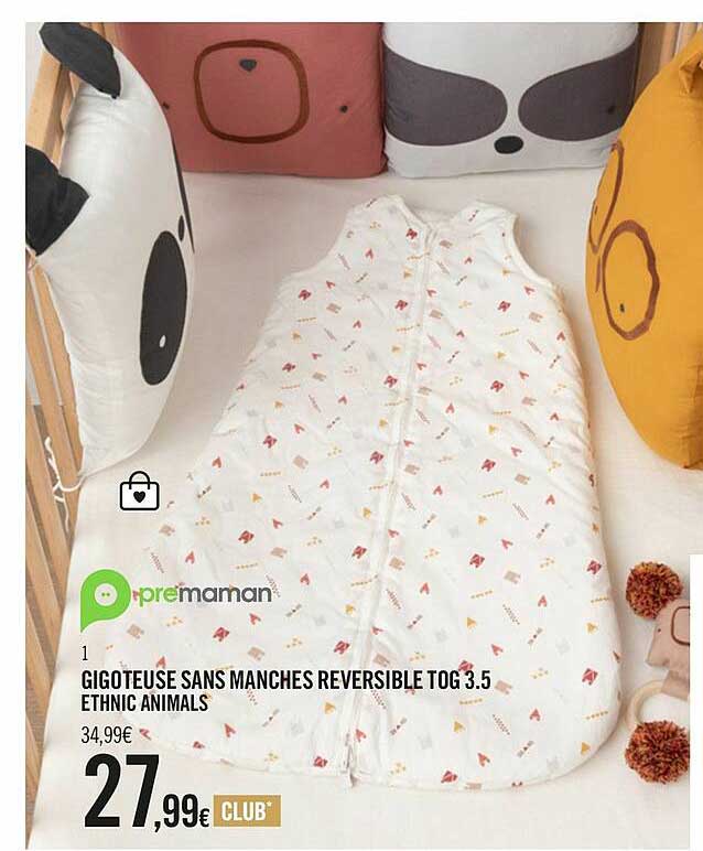 gigoteuse sans manches reversible tog 3.5 ethnic animals